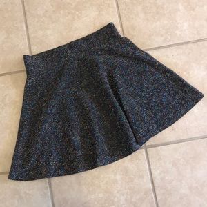 Rainbow Glitter Black Skater Skirt